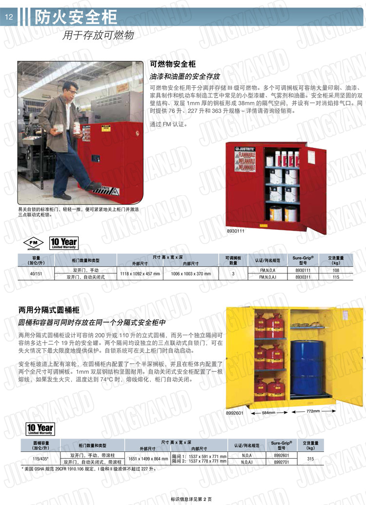 美國杰斯瑞特，防火安全柜，justrite防火柜，justrite安全柜，防爆柜justrite